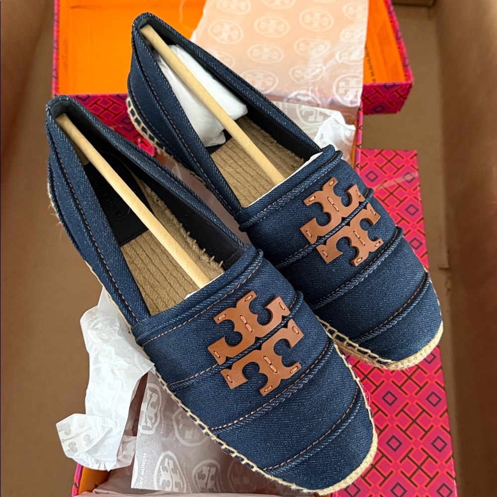 Tory Burch Navy Denim Espadrilles